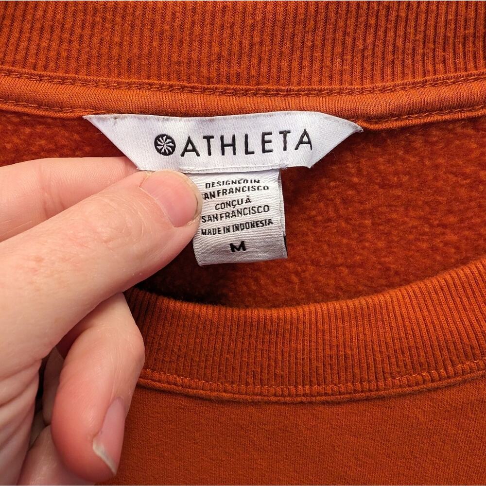 Athleta Retroplush Crew neck Sweatshirt Orange | Size M - Picture 3 of 6